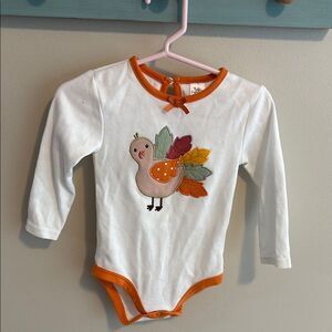 Kids Turkey Themed White and Orange One Piece size 18 months